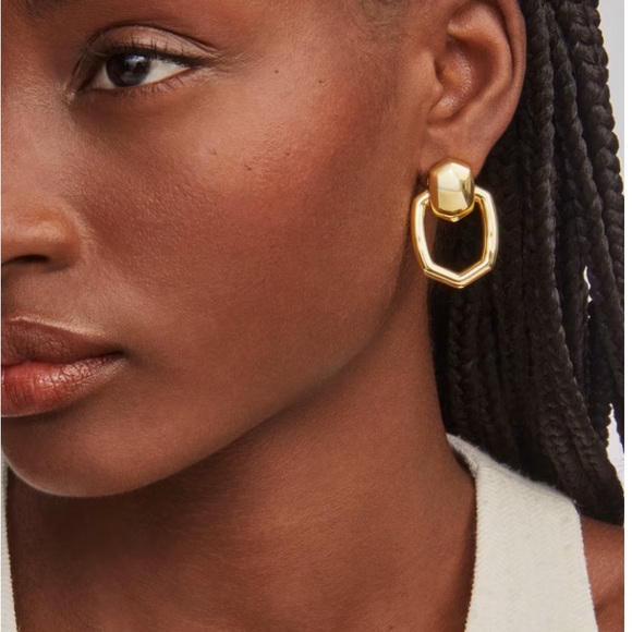 Kaia Gold Open Frame Earrings - Picture 1 of 6